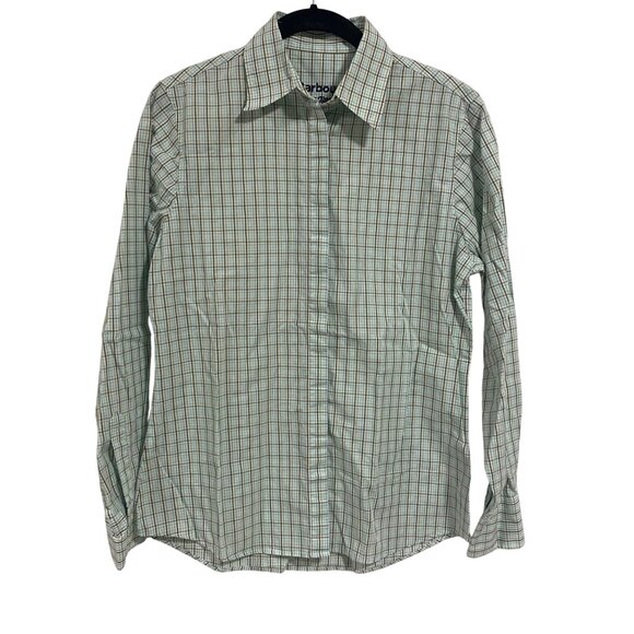 Barbour Summer Tattersall Plaid Button Up Women's Shirt Size‎ 6 - Picture 1 of 9